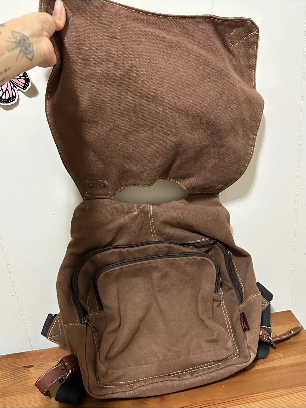 Douguyan Japanese Brown Leather Messenger Bag Unisex